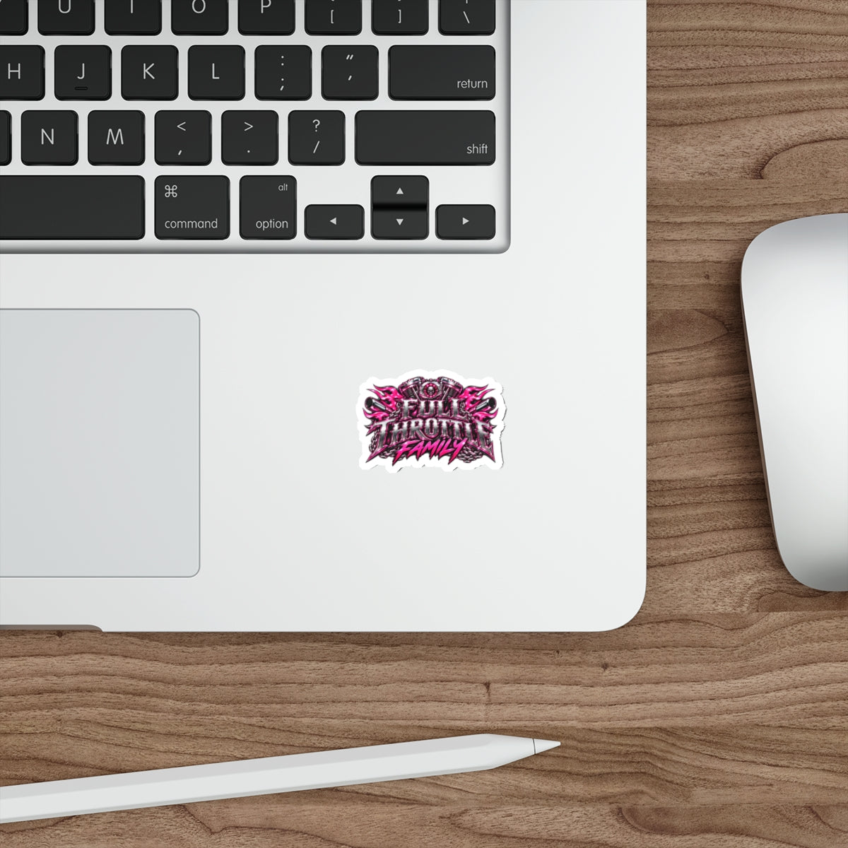Full Throttle Family Motorcycle (Pink) Die-Cut Sticker