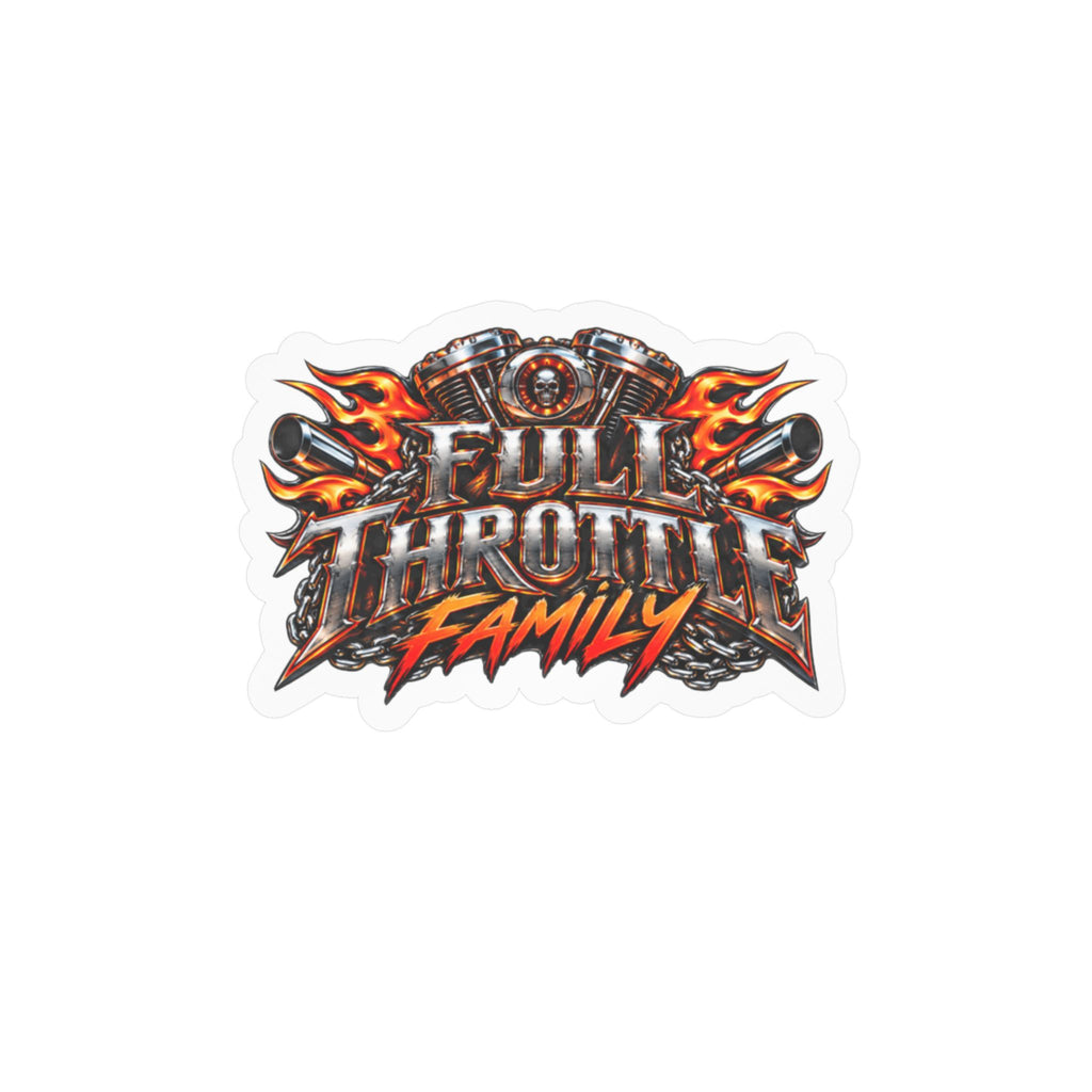 Full Throttle Family Motorcycle (Orange)-Cut Vinyl Decal