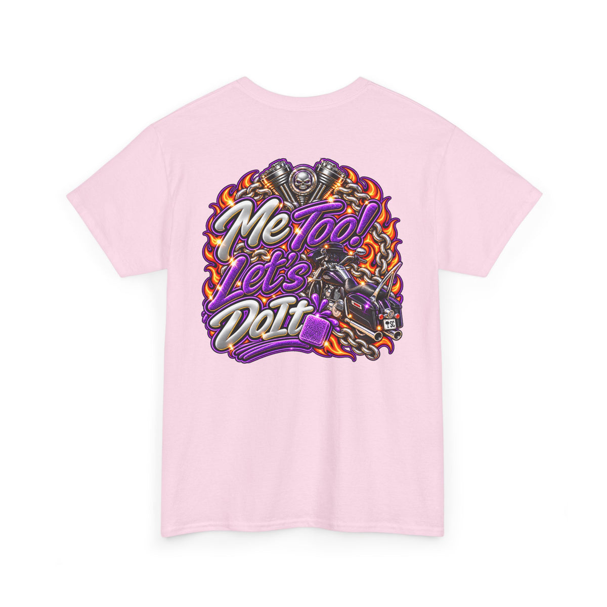 T-Shirt — "Me Too! Let's Do It" Purple Vintage Motorcycle Graphic Tee