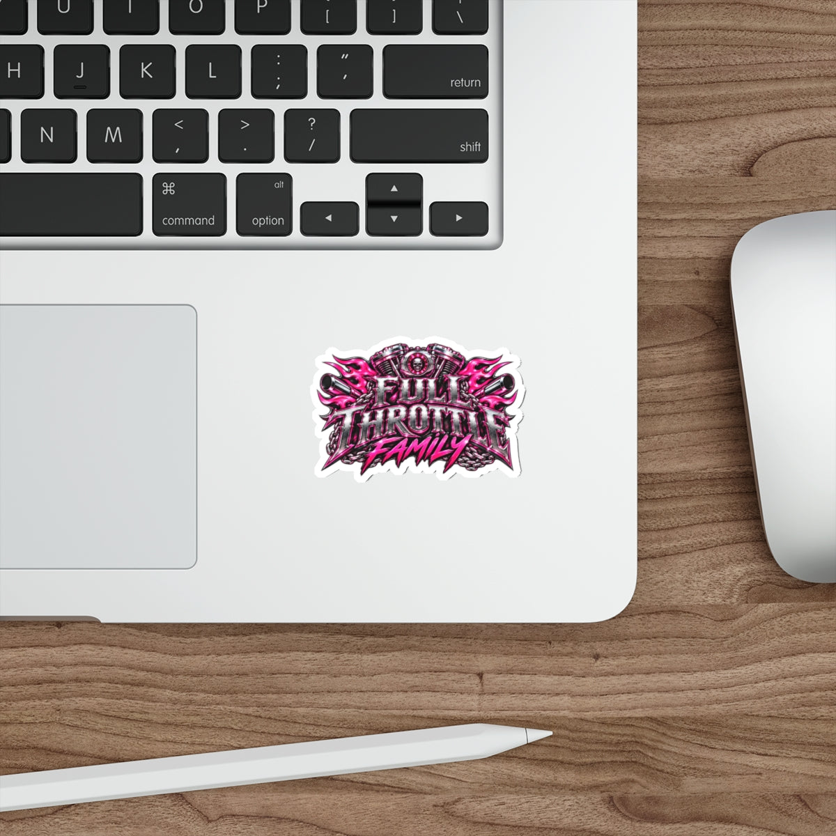 Full Throttle Family Motorcycle (Pink) Die-Cut Sticker