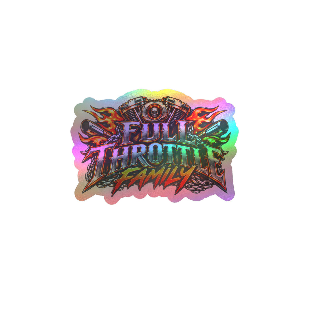 Full Throttle Family Motorcycle (Orange)-Cut Vinyl Decal