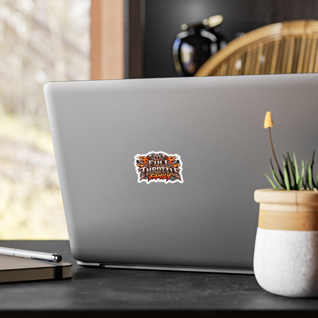 Full Throttle Family Motorcycle (Orange)-Cut Vinyl Decal