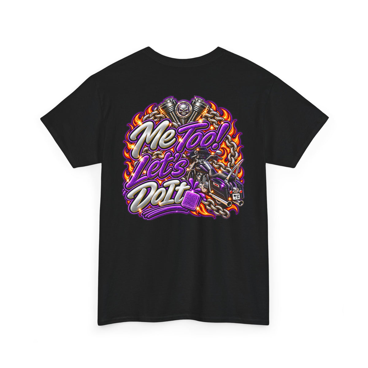 T-Shirt — "Me Too! Let's Do It" Purple Vintage Motorcycle Graphic Tee