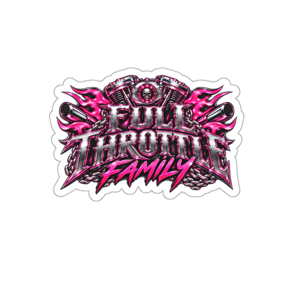 Full Throttle Family Motorcycle (Pink) Die-Cut Sticker