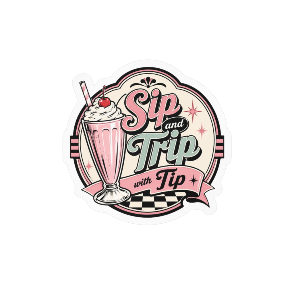 Sip and Trip with Tip Retro Soda Kiss-Cut Vinyl Decal