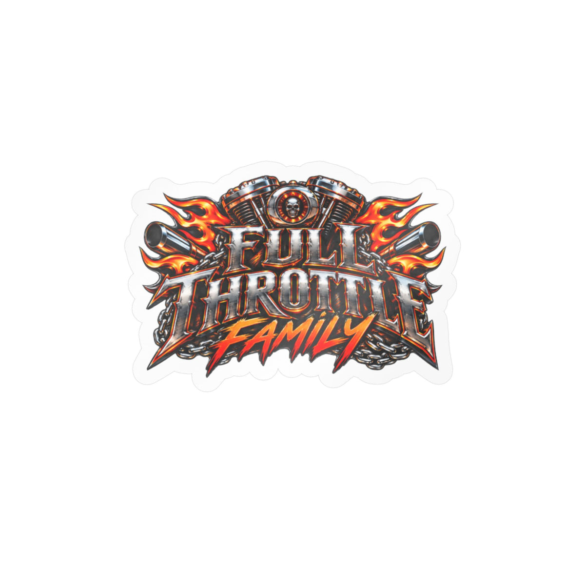 Full Throttle Family Motorcycle (Orange)-Cut Vinyl Decal