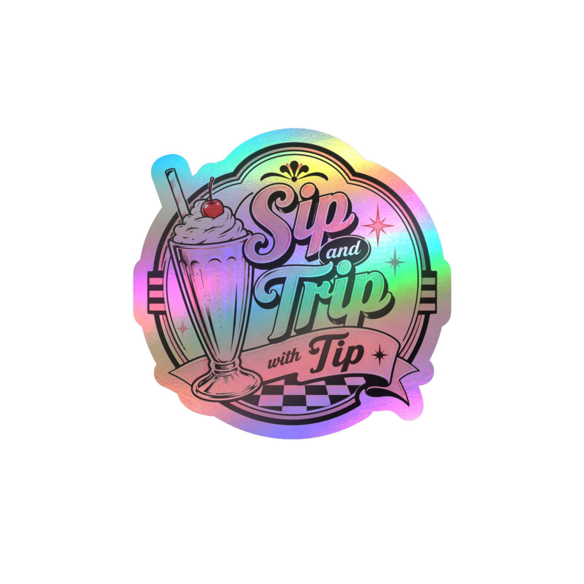 Sip and Trip with Tip Retro Soda Kiss-Cut Vinyl Decal
