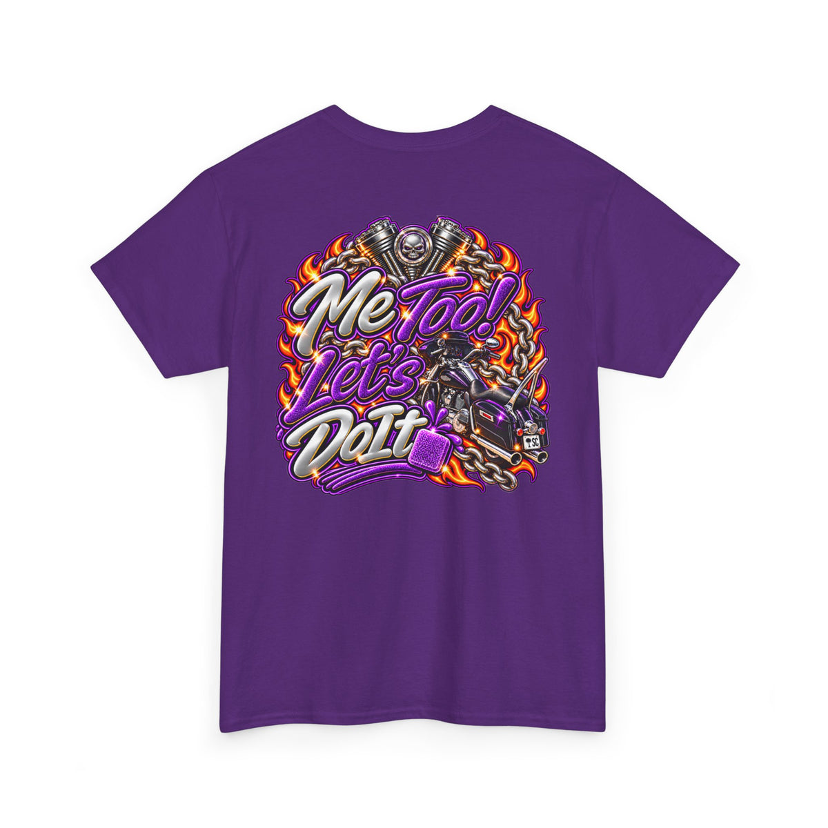 T-Shirt — "Me Too! Let's Do It" Purple Vintage Motorcycle Graphic Tee