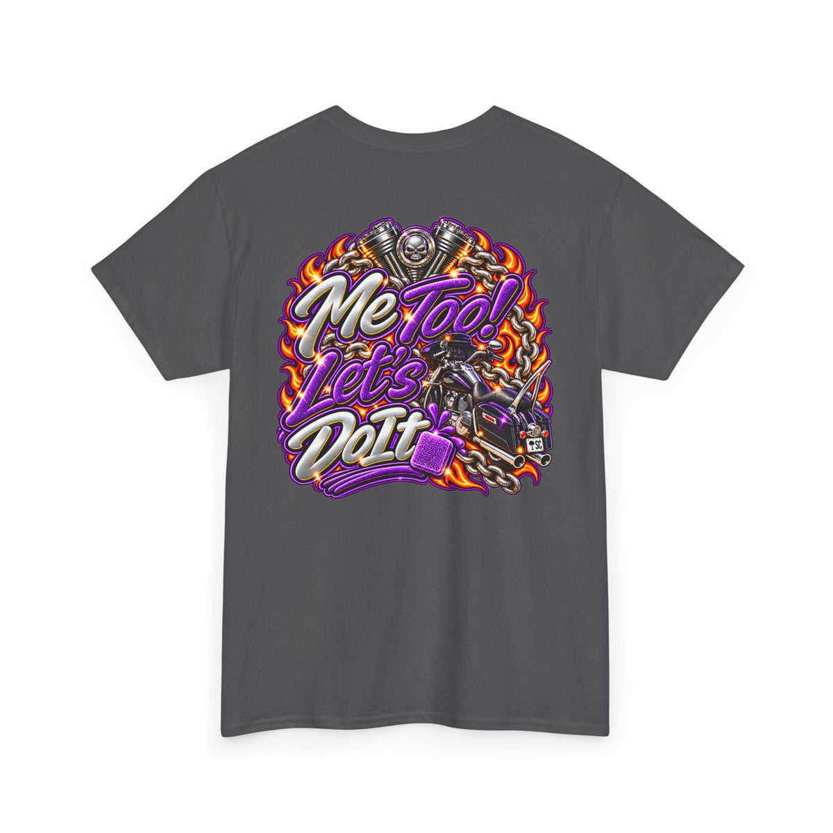 T-Shirt — "Me Too! Let's Do It" Purple Vintage Motorcycle Graphic Tee