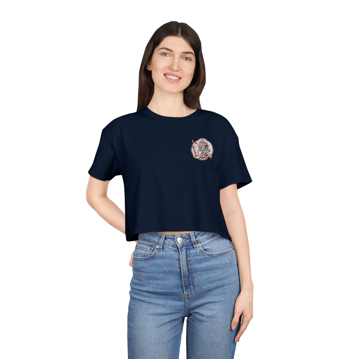 Sip Trip Vintage Diner Women's Crop Tee