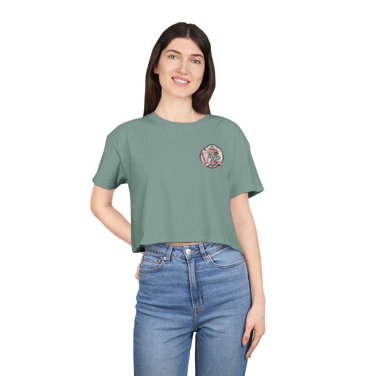 Sip Trip Vintage Diner Women's Crop Tee