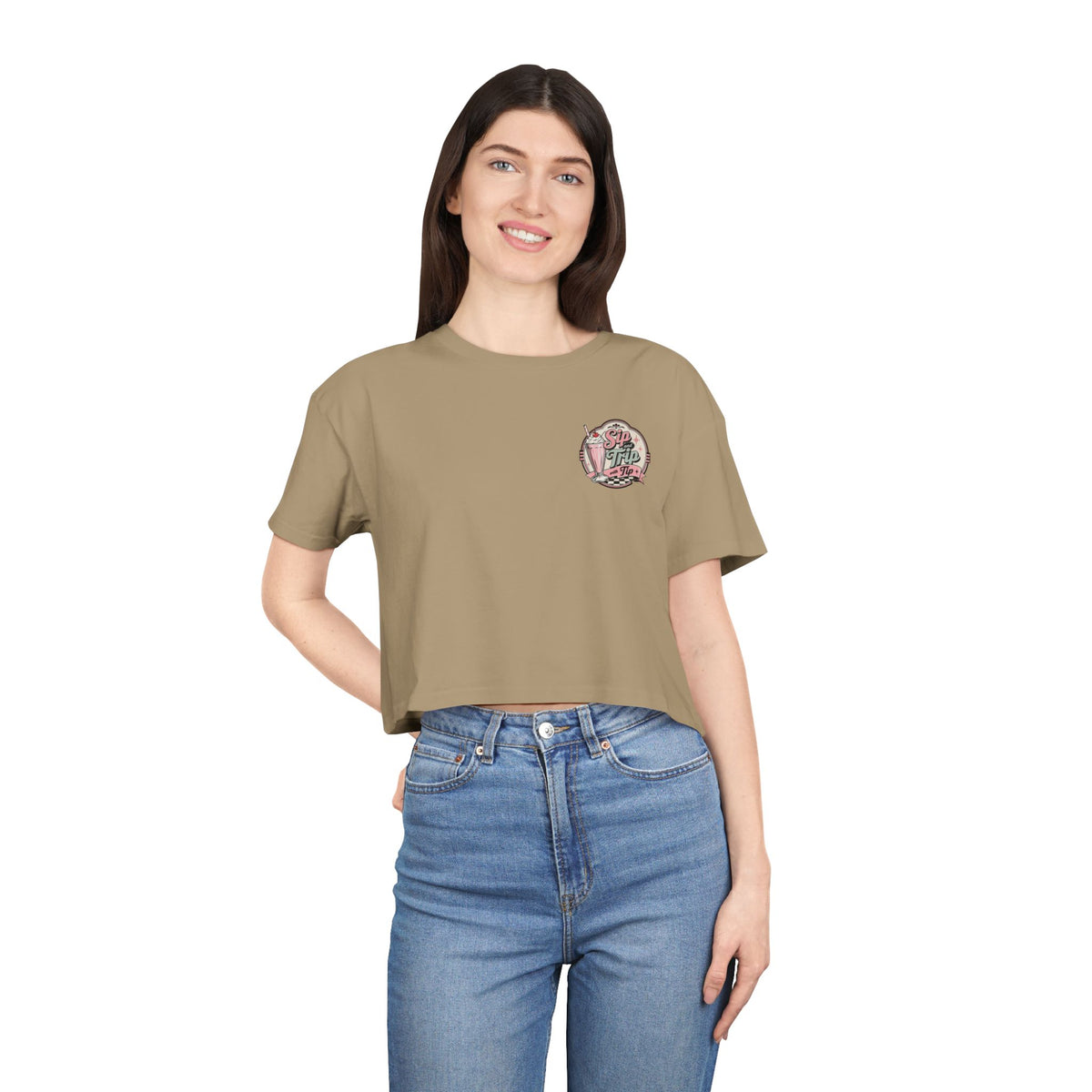 Sip Trip Vintage Diner Women's Crop Tee